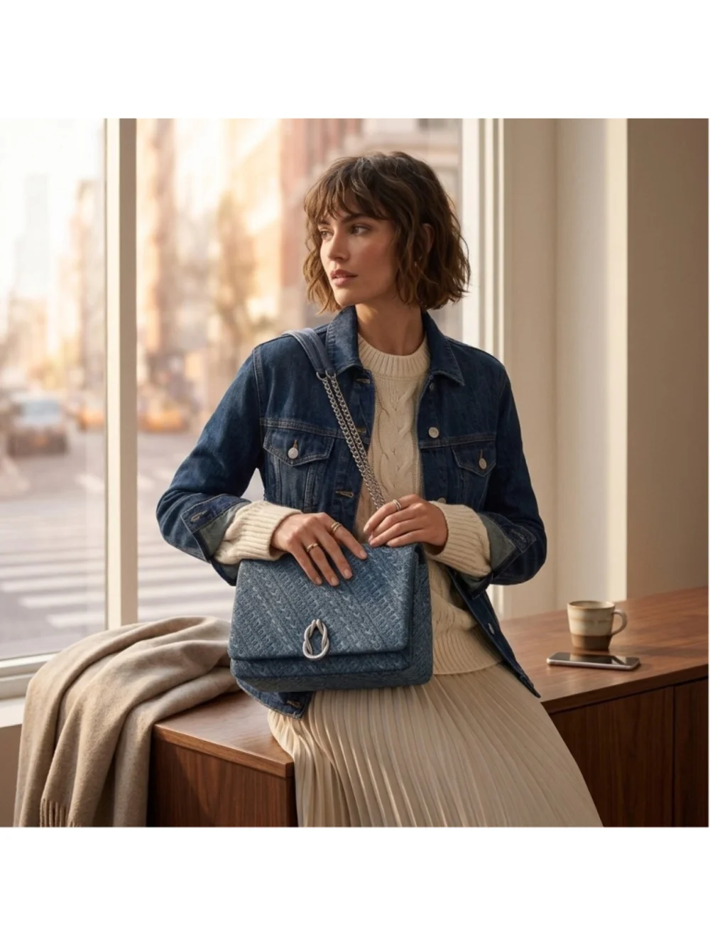 Aimee Kestenberg Monogram Denim Unity Novelty Medium Shoulder